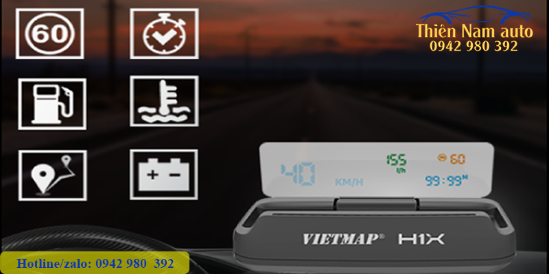 HUD H1X Vietmap kết nối OBD hiển thị trạng thái xe 