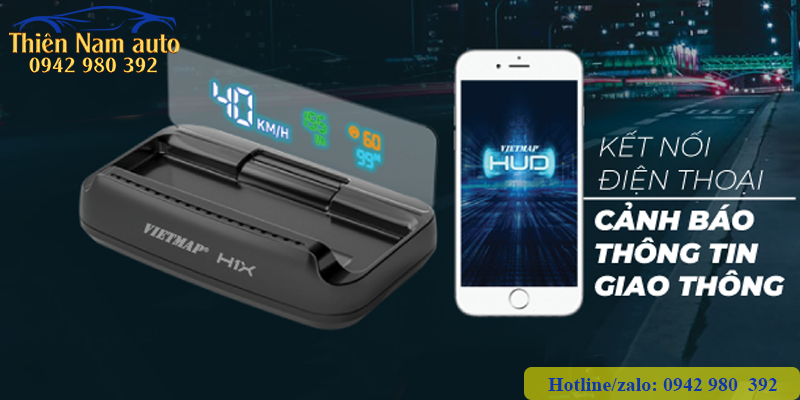 HUD H1X Vietmap kết nối với điện thoại hỗ trợ cảnh báo thông minh